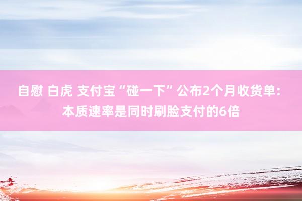 自慰 白虎 支付宝“碰一下”公布2个月收货单: 本质速率是同时刷脸支付的6倍