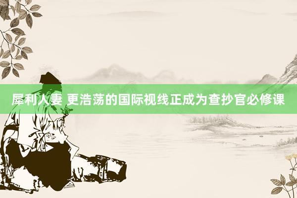 犀利人妻 更浩荡的国际视线正成为查抄官必修课