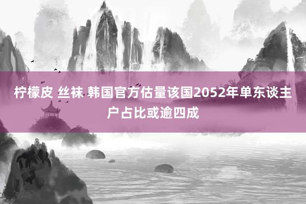 柠檬皮 丝袜 韩国官方估量该国2052年单东谈主户占比或逾四成