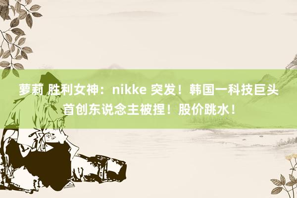 萝莉 胜利女神：nikke 突发！韩国一科技巨头首创东说念主被捏！股价跳水！