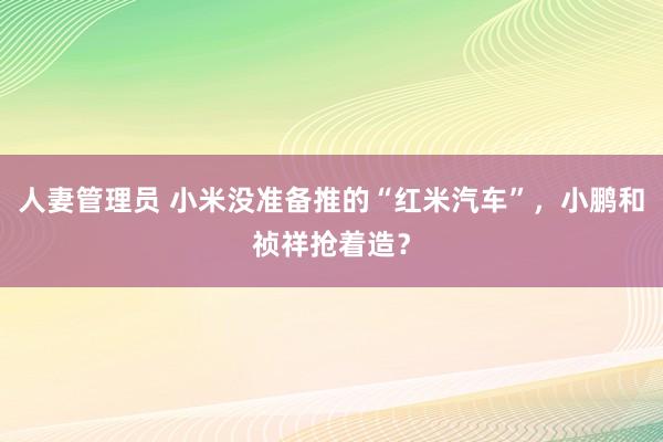 人妻管理员 小米没准备推的“红米汽车”，小鹏和祯祥抢着造？