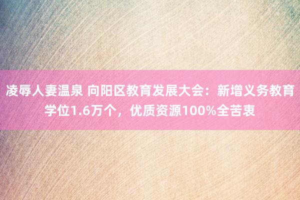 凌辱人妻温泉 向阳区教育发展大会：新增义务教育学位1.6万个，优质资源100%全苦衷