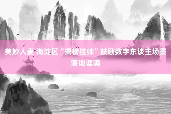 美妙人妻 海淀区“揭榜挂帅”鼓励数字东谈主场景落地诓骗