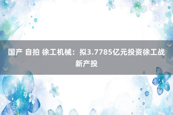 国产 自拍 徐工机械：拟3.7785亿元投资徐工战新产投