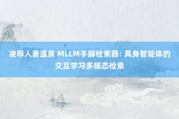 凌辱人妻温泉 MLLM手脚检索器: 具身智能体的交互学习多模态检索