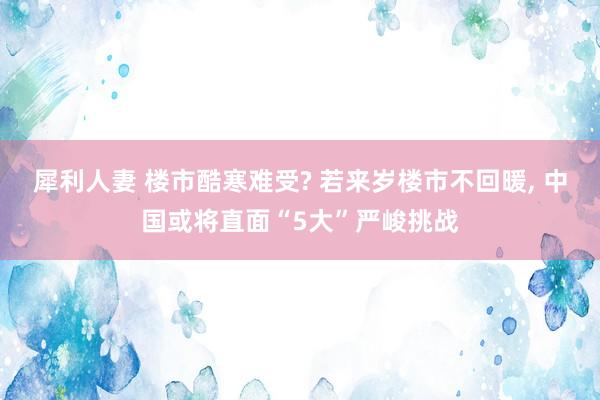 犀利人妻 楼市酷寒难受? 若来岁楼市不回暖, 中国或将直面“5大”严峻挑战