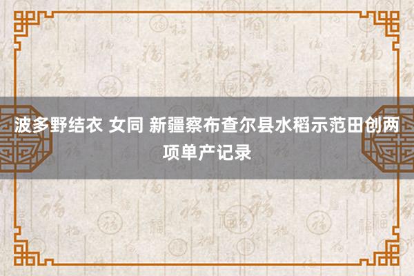 波多野结衣 女同 新疆察布查尔县水稻示范田创两项单产记录