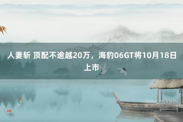 人妻斩 顶配不逾越20万，海豹06GT将10月18日上市