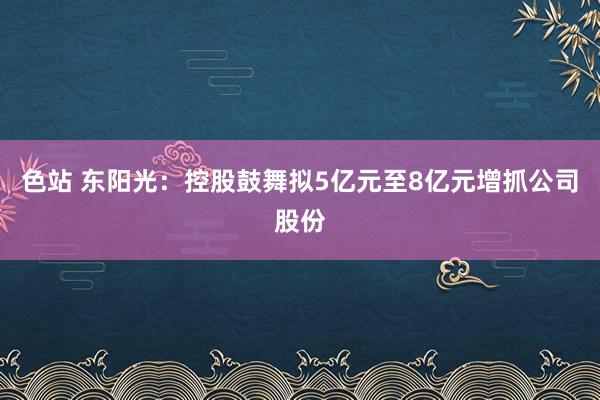 色站 东阳光：控股鼓舞拟5亿元至8亿元增抓公司股份