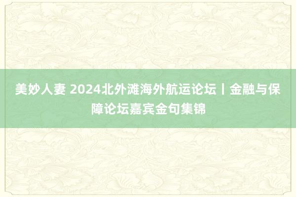 美妙人妻 2024北外滩海外航运论坛丨金融与保障论坛嘉宾金句集锦