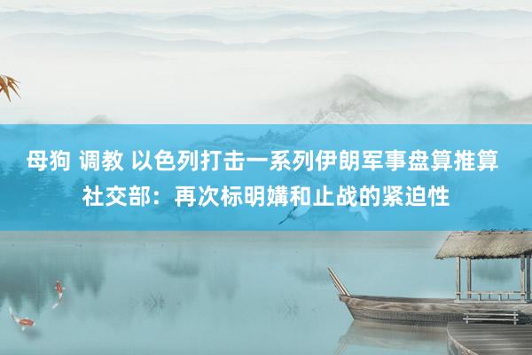 母狗 调教 以色列打击一系列伊朗军事盘算推算 社交部：再次标明媾和止战的紧迫性