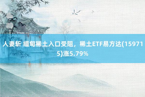 人妻斩 缅甸稀土入口受阻，稀土ETF易方达(159715)涨5.79%