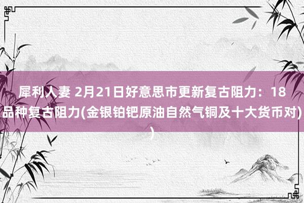 犀利人妻 2月21日好意思市更新复古阻力：18品种复古阻力(金银铂钯原油自然气铜及十大货币对)